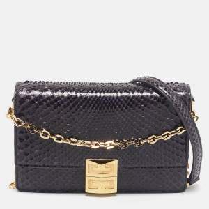 Givenchy Plum Snakeskin 4G Chain Clutch