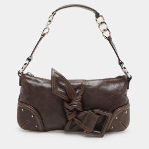Givenchy Brown Leather Knot Detail Chain Shoulder Bag