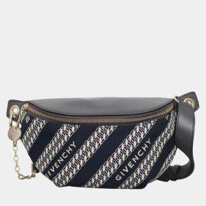 Givenchy Dark Blue/Black Leather Canvas Bond Belt Bag