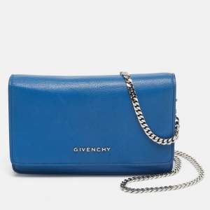 Givenchy Blue Leather Pandora Wallet on Chain
