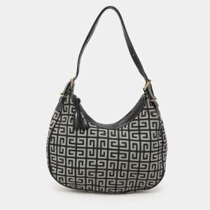 Givenchy Grey/Black Monogram Canvas and Leather Hobo