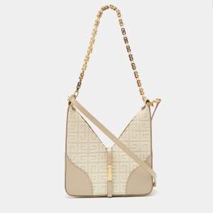 Givenchy Beige Monogram Canvas and Leather Small Cut Out Chain Bag 