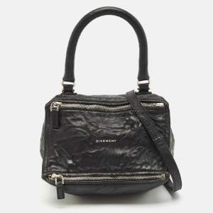 Givenchy Black Crinkled Leather Small Pandora Shoulder Bag