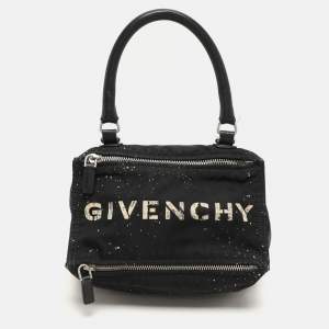 Givenchy Black/Cream Nylon and Leather Small Pandora Shoulder Bag