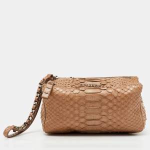Givenchy Beige Python Leather Pandora Wristlet Clutch