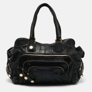 Givenchy Black Leather Multi Zip Satchel