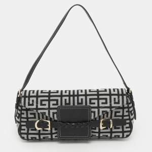 Givenchy Black/Grey Signature Canvas and Leather Shoulder Bag