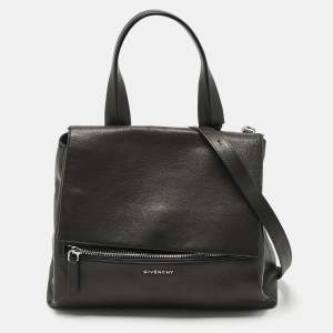 Givenchy Black Leather Pandora Flap Top Handle Bag