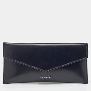 Givenchy Black Leather Envelope Flap Clutch