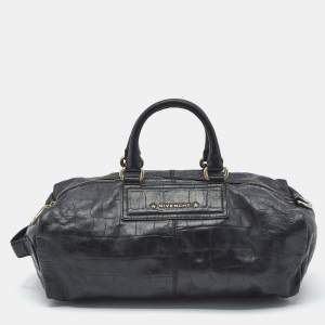 Pre Owned Givenchy Black Croc Embossed Leather Satchel
