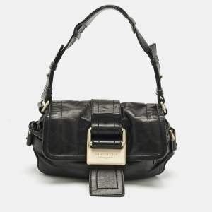 Pre Owned Givenchy Black Leather Flap Shoulder Bag