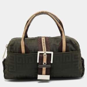 Pre Owned Givenchy Green/Brown Monogram Fabric Buckle Hobo