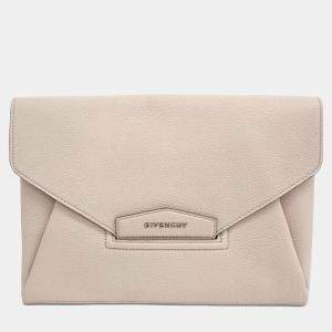 Pre Owned Givenchy Beige Leather Antigona Envelope Clutch