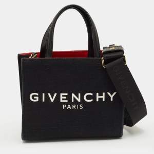 Pre Owned Givenchy Black Canvas Mini Vertical G Tote