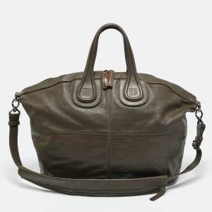 Pre Owned Givenchy Olive Green Leather Large Nightingale Satchel