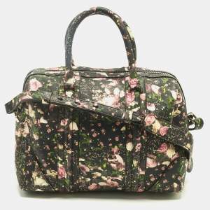 Pre Owned Givenchy Multicolor Coated Canvas and Leather Floral Lucrezia Boston Bag