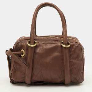 مملوكة مسبقًا Givenchy Small Brown Leather Lucrezia Zip Boston Bag