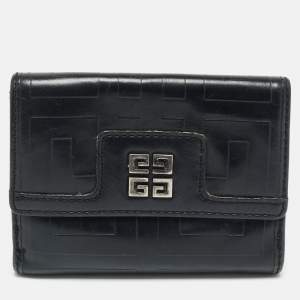 مملوكة مسبقًا محفظة جيفنشي كومباكت مونوجرام جلد أسود