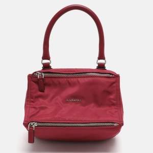 Pre Owned Givenchy Pandora Medium Burgundy Nylon Box Shoulder Bag