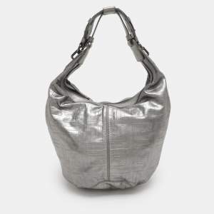 مملوكة مسبقًا Givenchy Monogram Embossed Silver Leather Hobo