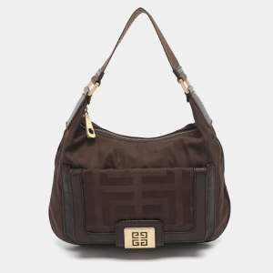 Pre Owned Givenchy Brown Monogram Canvas and Leather Hobo
