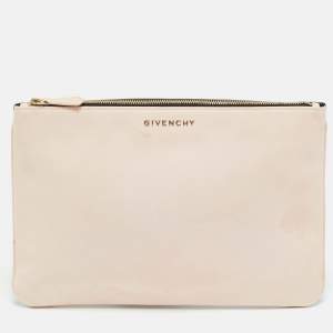 Pre Owned Givenchy Pink/Black Leather Zip Pouch