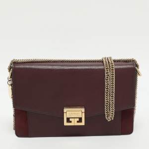 Pre Owned محفظة على سلسلة جيفنشي جي في 3 شامواه وعنابي جلد