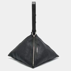 Pre Owned Givenchy Triangle Large Black Leather Shoulder Bag