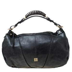 Pre Owned Givenchy Black Leather Hobo