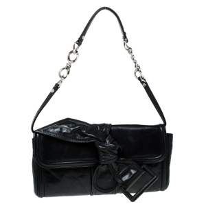 Pre Owned Givenchy Black Leather Knot Clutch