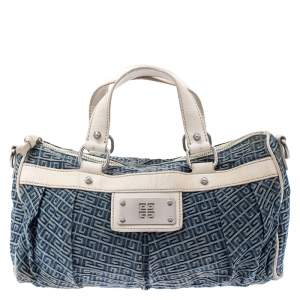 Pre Owned Givenchy Blue/White Denim and Leather Crossbody Bag