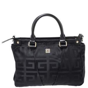 Pre Owned Givenchy Black Monogram Nylon and Leather Satchel