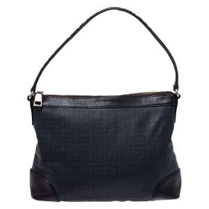 Pre Owned Givenchy Black/Dark Brown Monogram Coated Canvas and Leather Hobo