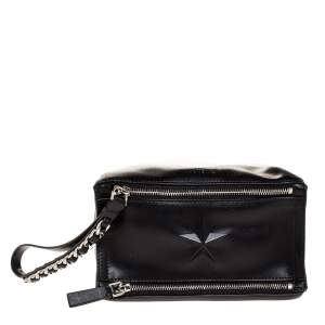 مملوكة مسبقًا Givenchy Black Leather Pandora Wristlet Clutch