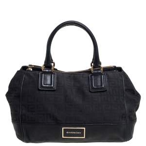 Pre Owned Givenchy Black Signature Canvas and Leather Double Zip Tote