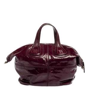 Pre Owned Givenchy Purple Patent Leather Small Nightingale Top Handle Bag
