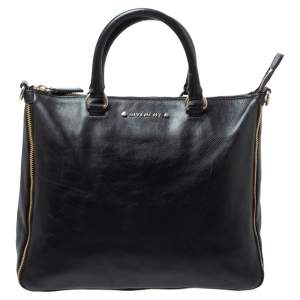 Pre Owned Givenchy Black Leather Zipped Detail Tote
