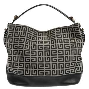 Pre Owned Givenchy Black/Grey Monogram Canvas and Leather Hobo