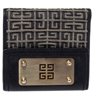 Givenchy Grey/Black Monogram Canvas and Leather Wallet