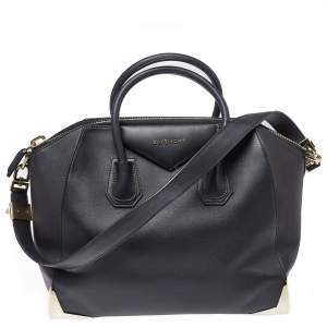 Givenchy Black Leather Medium Antigona Metal Detail Satchel