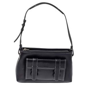 Givenchy Black Leather Front Pocket Shoulder Bag