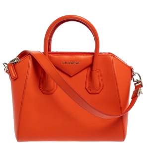 Givenchy Orange Leather Small Antigona Satchel