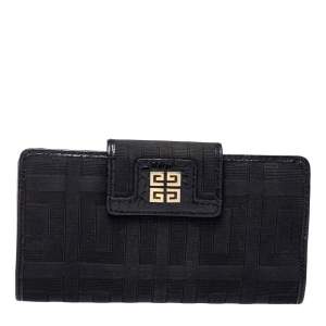 Pre Owned Givenchy Black Canvas and Leather Wallet