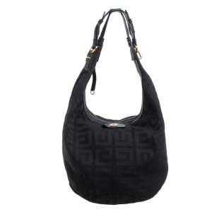 Pre Owned Givenchy Black Monogram Canvas and Leather Hobo