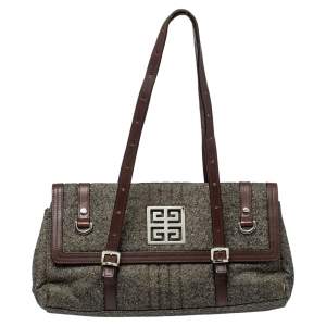 Givenchy Grey Wool And Leather Flap Satchel