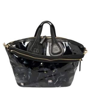 Givenchy Black Panther Print Patent and Leather Medium Nightingale Satchel