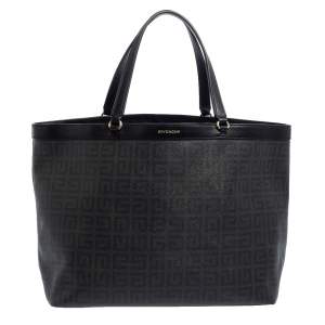 Pre Owned Givenchy Black Monogram Coated Canvas and Leather Shopper Tote