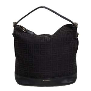 Pre Owned Givenchy Black Signature Canvas And Leather Hobo