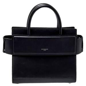 Pre Owned Givenchy Black Leather Mini Horizon Crossbody Bag
