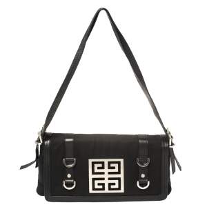 مملوكة مسبقًا Givenchy Black Canvas And Leather Flap Shoulder Bag